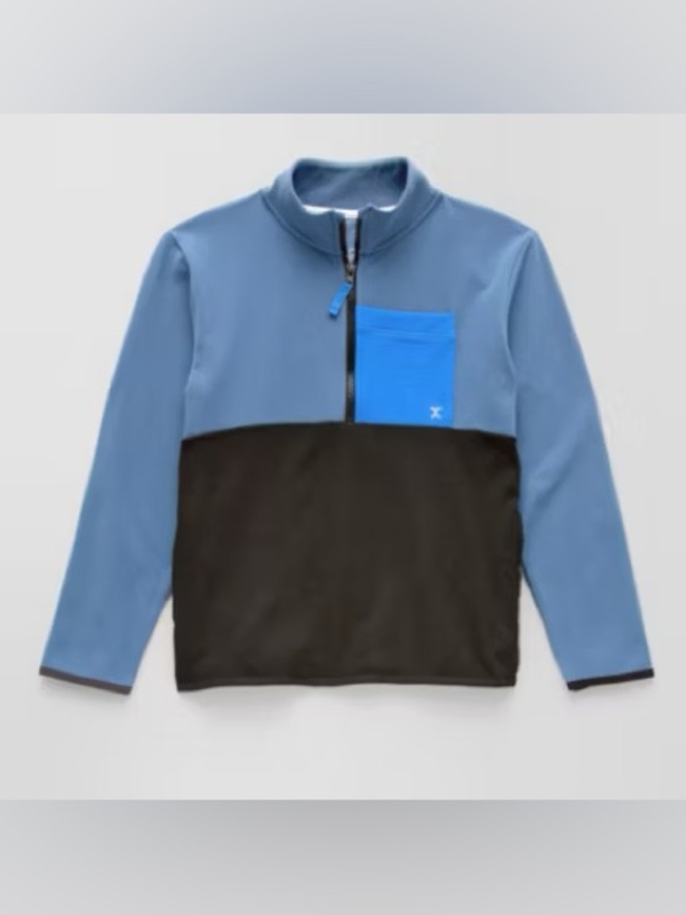 Xersion Blue and Black Colorblock Quarter-Zip Hoodie